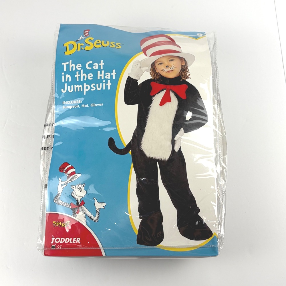 Dr Seuss The Cat in the Hat Jumpsuit Costume Toddler 2T Spirit‎ Halloween Black